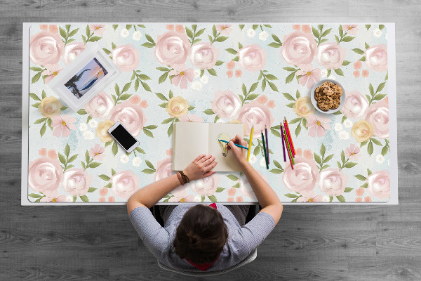 Alfombrilla escritorio Flores de acuarela