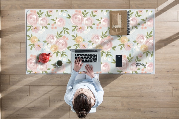 Alfombrilla escritorio Flores de acuarela
