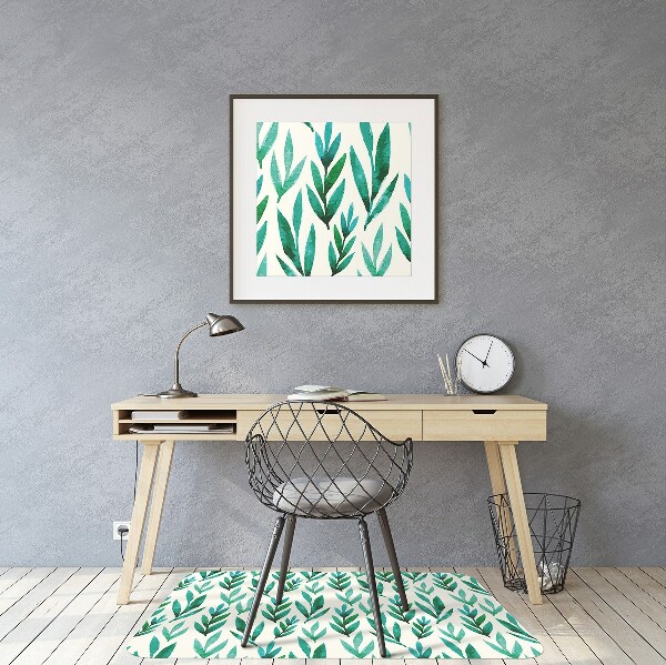 Alfombra silla ordenador Hojas verdes