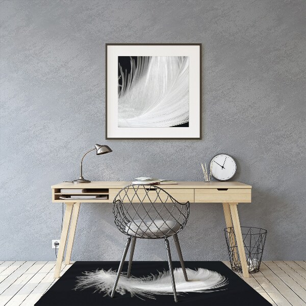Alfombra para silla de escritorio Pluma blanca
