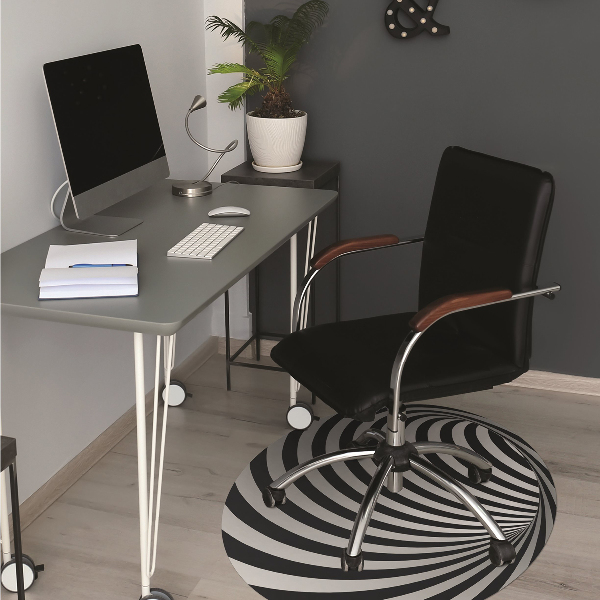 Alfombra silla escritorio Vórtice en blanco y negro