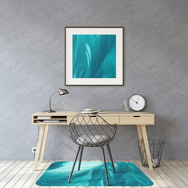 Alfombra para silla de escritorio Plumas azules