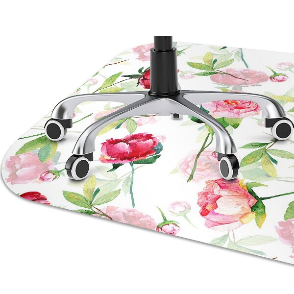 Alfombra silla ordenador Flores rojas