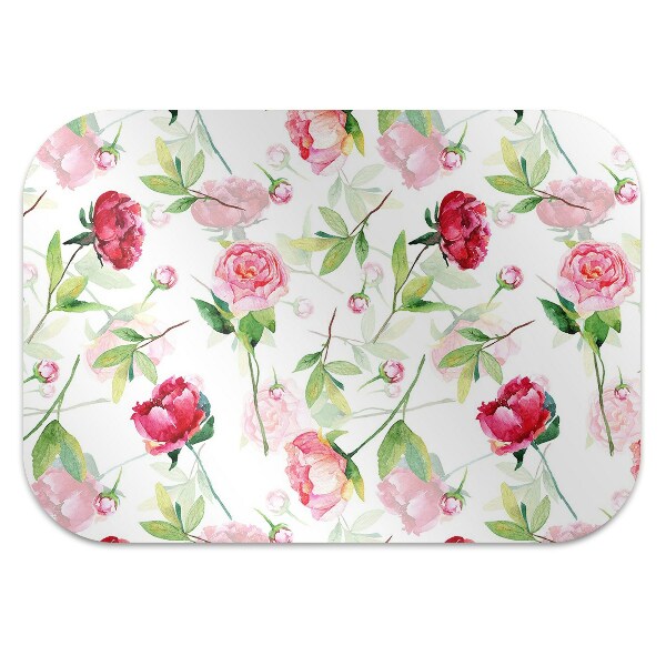 Alfombra silla ordenador Flores rojas