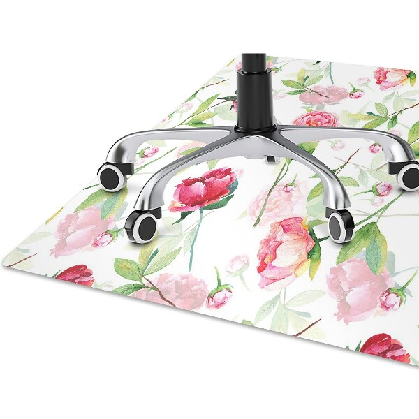 Alfombra silla ordenador Flores rojas