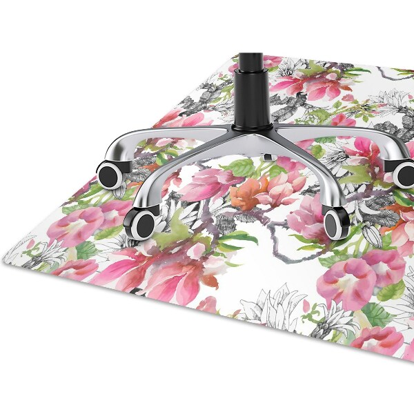 Alfombra silla ordenador Flores de acuarela