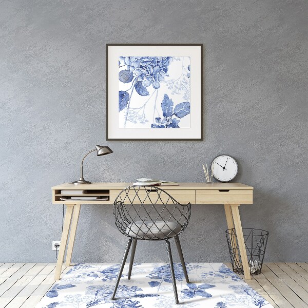 Alfombra para silla de escritorio Hortensia azul