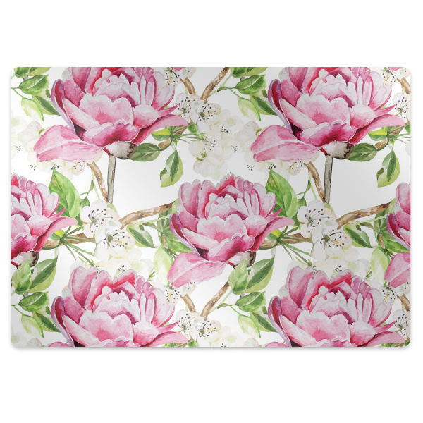Alfombra silla ordenador Peonies pink
