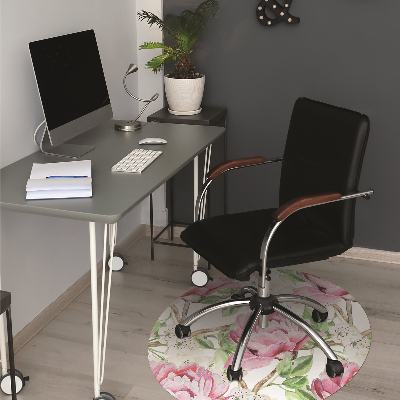 Alfombra silla ordenador Peonies pink