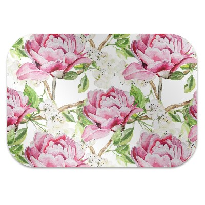 Alfombra silla ordenador Peonies pink