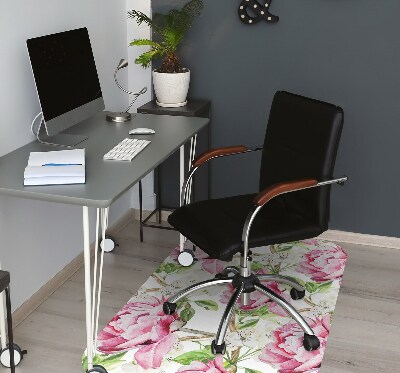 Alfombra silla ordenador Peonies pink