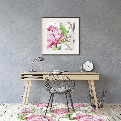 Alfombra silla ordenador Peonies pink