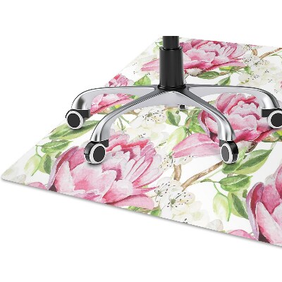 Alfombra silla ordenador Peonies pink