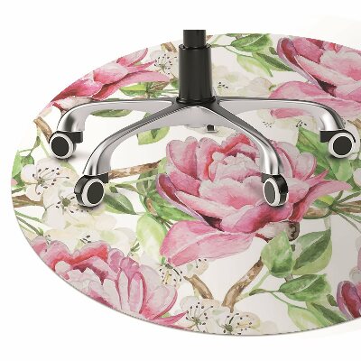 Alfombra silla ordenador Peonies pink