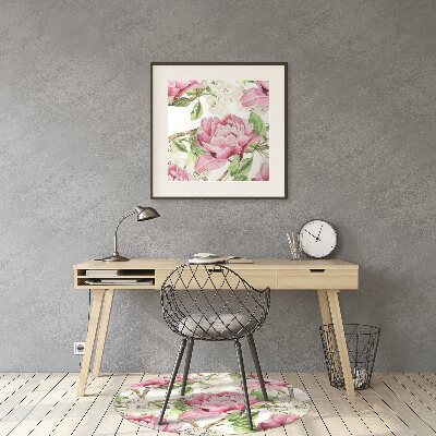 Alfombra silla ordenador Peonies pink