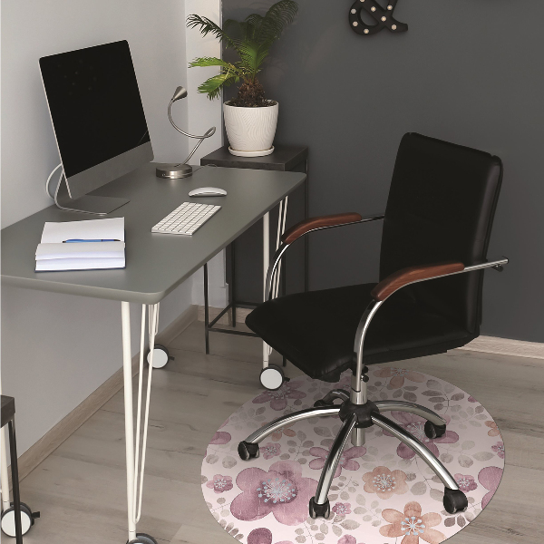 Alfombra para silla de escritorio Flores rosadas