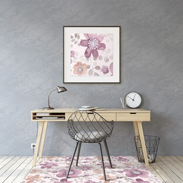Alfombra para silla de escritorio Flores rosadas