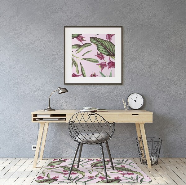 Alfombra silla ordenador Flores rosadas