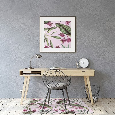 Alfombra silla ordenador Flores rosadas