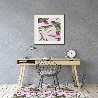 Alfombra silla ordenador Flores rosadas