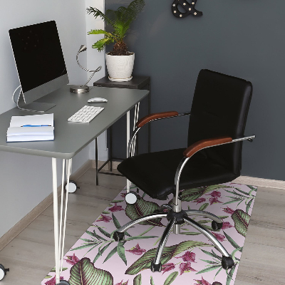 Alfombra silla ordenador Flores rosadas