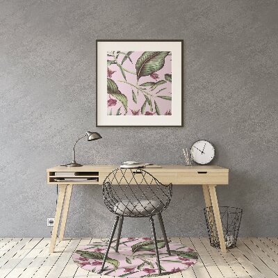 Alfombra silla ordenador Flores rosadas