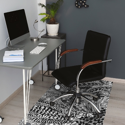 Alfombra para silla de escritorio Hojas en blanco y negro