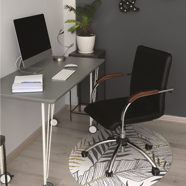 Alfombrilla para silla de escritorio Hojas de palma dorada