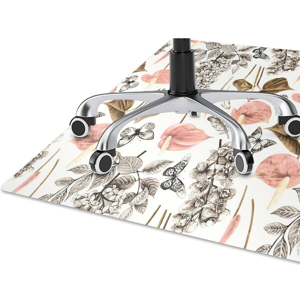 Alfombra silla escritorio Flores y mariposas