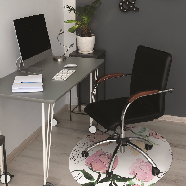 Alfombrilla para silla de escritorio Peonías