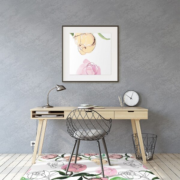 Alfombrilla para silla de escritorio Peonías