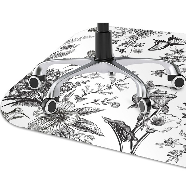 Alfombra silla ordenador Jardín blanco y negro