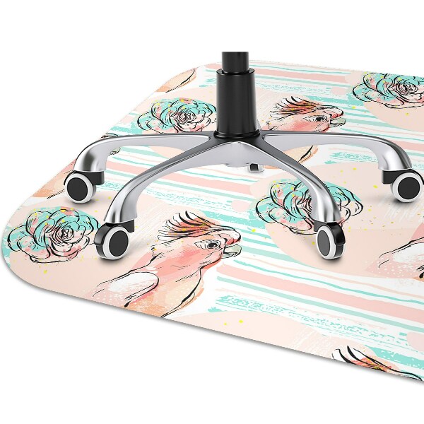 Alfombra silla ordenador Loros rosados