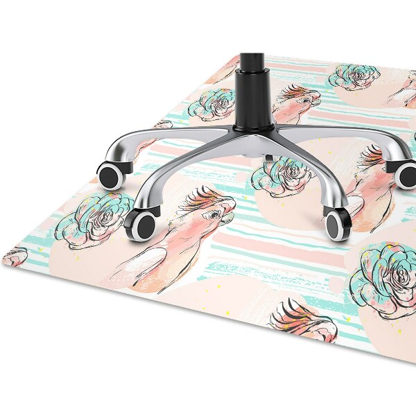 Alfombra silla ordenador Loros rosados