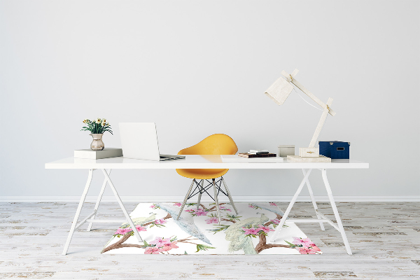 Alfombra para silla de escritorio Pavos reales blancos