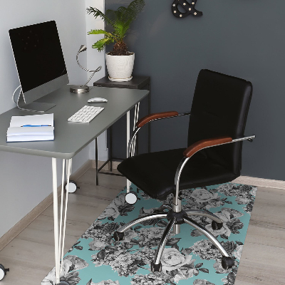 Alfombra para silla de oficina Rosas en blanco y negro