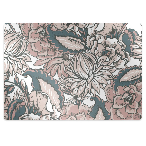 Alfombra silla ordenador Flores rosadas