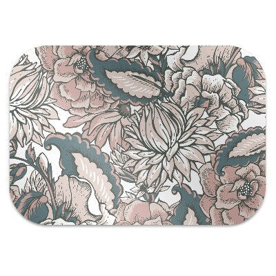 Alfombra silla ordenador Flores rosadas