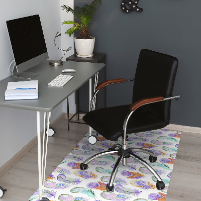 Alfombra para silla de oficina Plumas coloridas