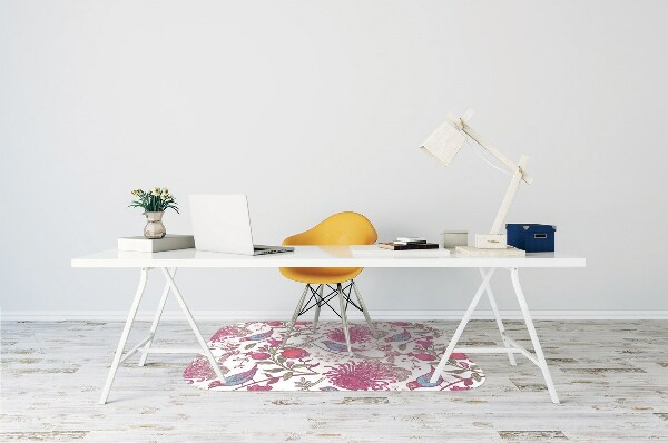 Alfombra para silla de escritorio Pájaros y flores