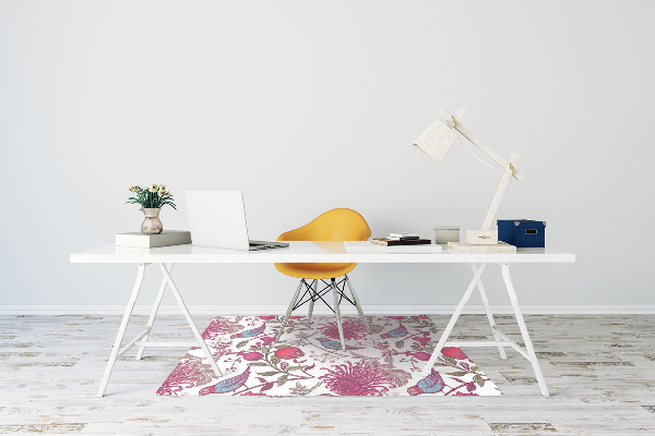 Alfombra para silla de escritorio Pájaros y flores
