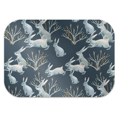 Alfombra para silla de escritorio Conejos blancos