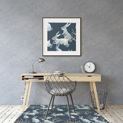 Alfombra para silla de escritorio Conejos blancos
