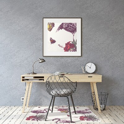 Alfombra para silla de escritorio Flamenco y hibisco