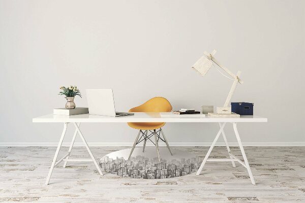 Alfombra para silla de escritorio Ciudad en blanco y negro