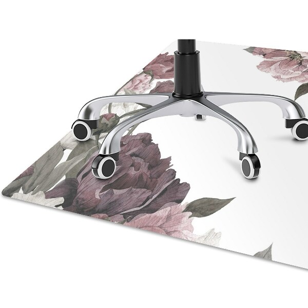 Alfombra protectora suelo para silla Peonías