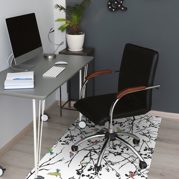Alfombrilla para silla de escritorio Pájaros y ramas