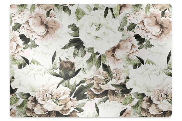 Alfombra silla ordenador Peonies con flores