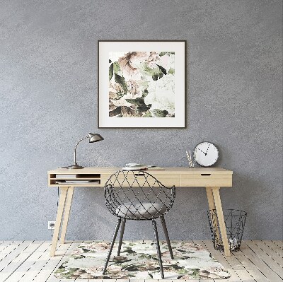 Alfombra silla ordenador Peonies con flores