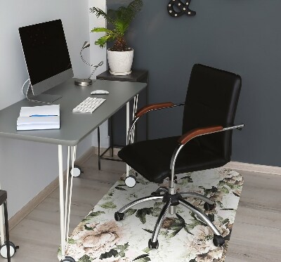 Alfombra silla ordenador Peonies con flores